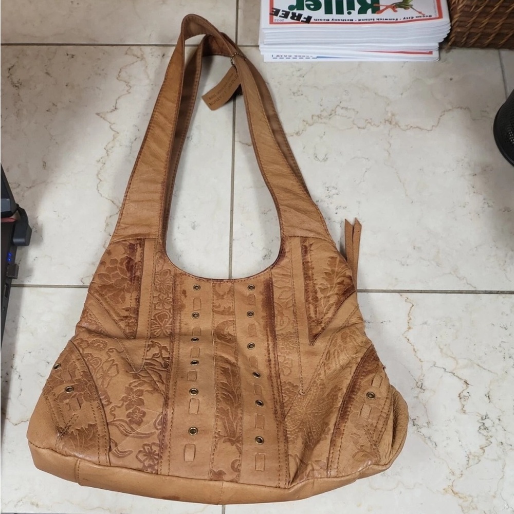 Elegant Tan Floral Women's Bag
